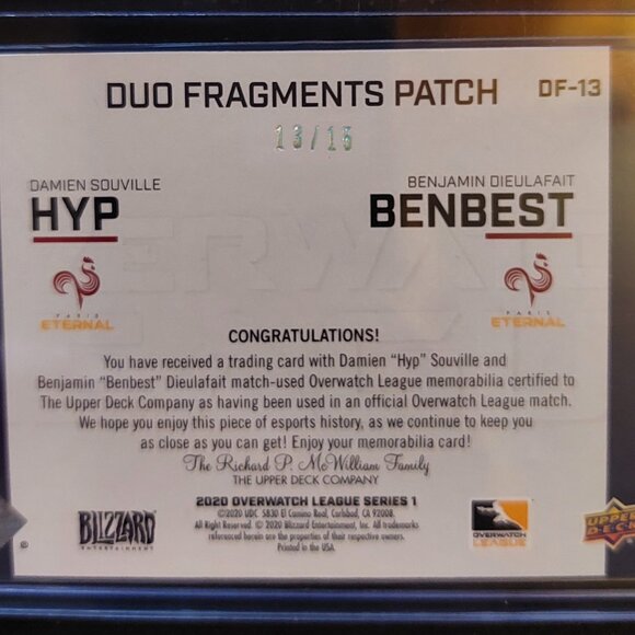 Overwatch League Duo Fragments Patch Hyp/Benbest 15/15 - Picture 2 of 2